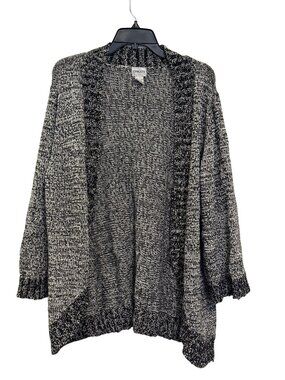 Chicos Black & White Knit Cardigan Size 3 Cotton Blend Womens Sweater